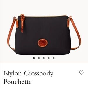 Dooney & Bourke black Nylon Crossbody Pouchette adjustable strap zip closure